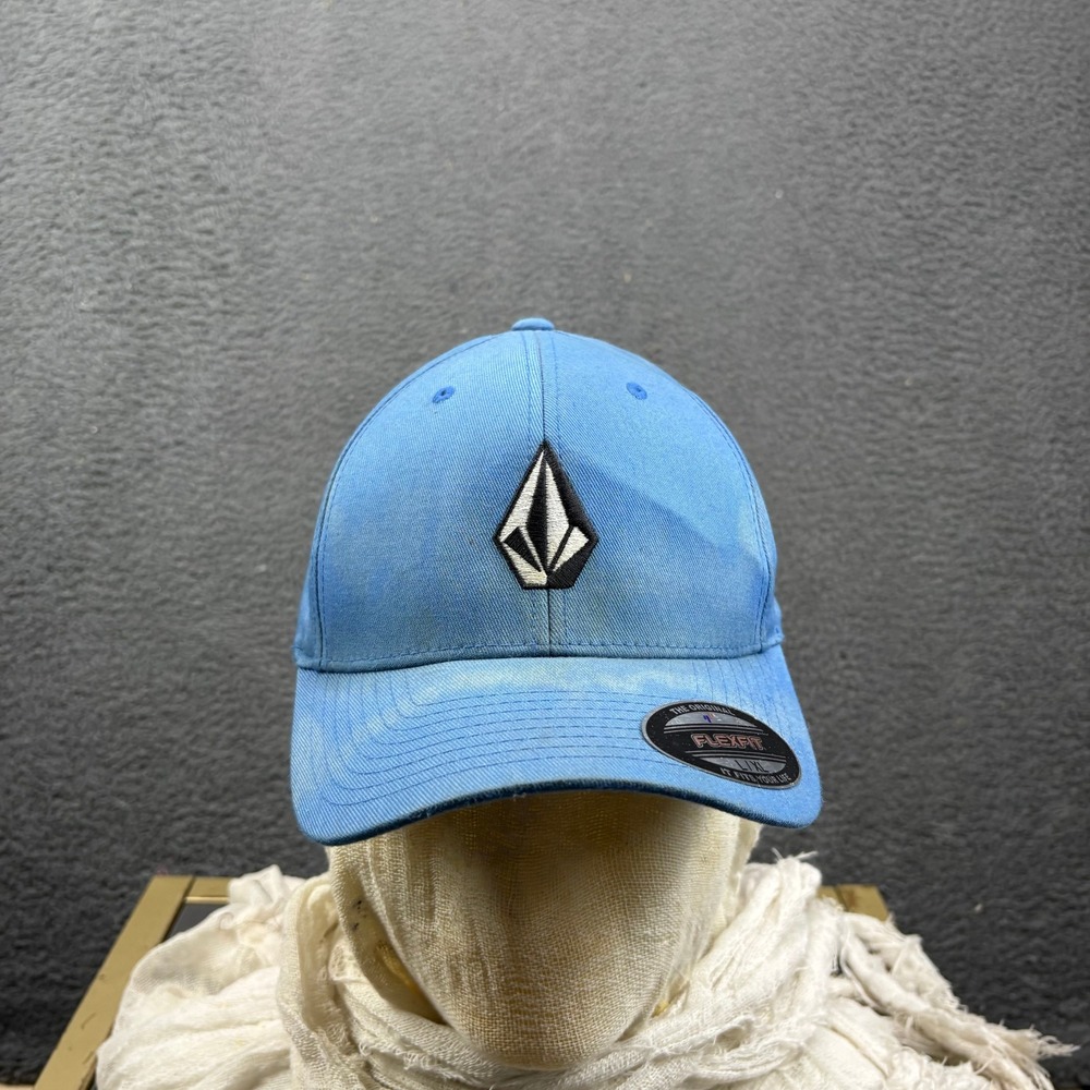 Volcom Mens Flexfit Hat Blue Embroidered Stone Logo Baseball Cap L XL 9809